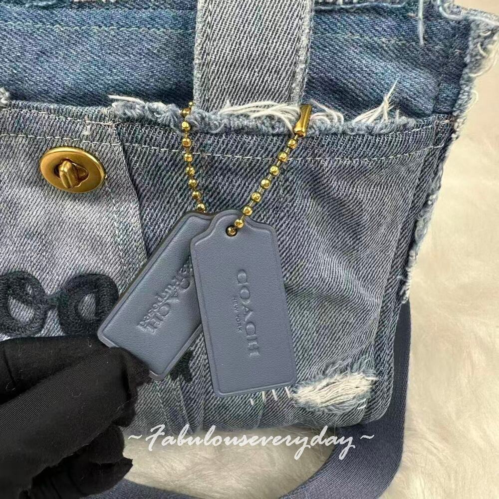 Coach Cargo Tote Bag 26 Crossbody With Repurposed Denim Patchwork CCX13 NWT - Picture 6 of 9